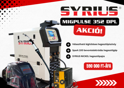 SYRIUS MIGPULSE 352 DPL MIG/MAG, MMA, TIG LIFT szinergikus hegesztőgép